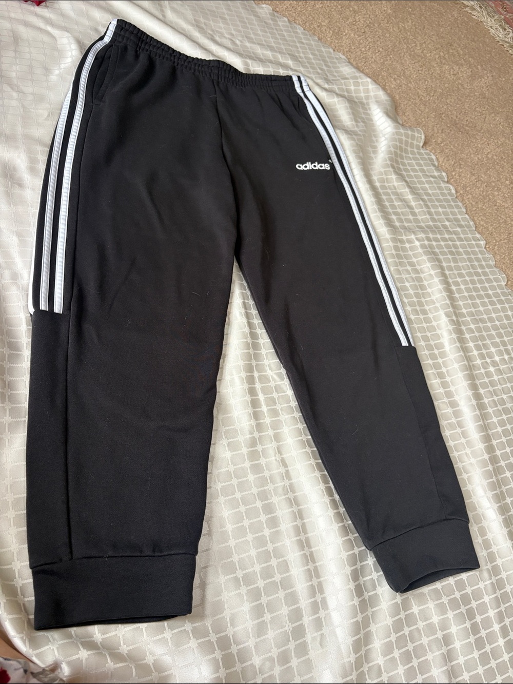 adidas Black Jogger Sweatpants with White Side Stripes